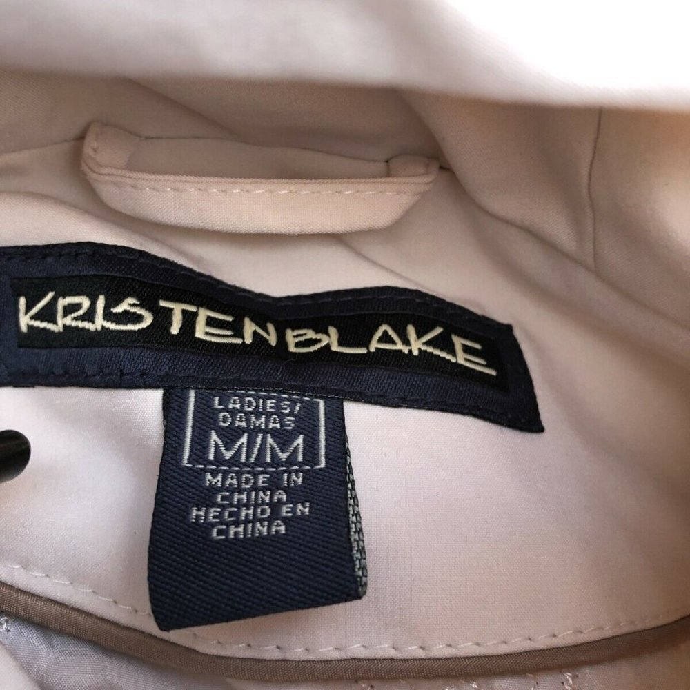 KRISTEN BLAKE Women's Vintage Beige Winter Coat Jacket M Hooded Cargo Pocket‌‌‌‌ - Picture 10 of 12